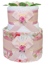 Load image into Gallery viewer, 2 Tier Vintage Peony Nappy Cake