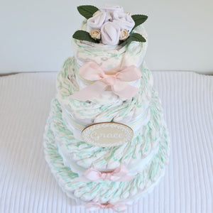 4 Tier Bronze Welcome Baby Nappy Cake