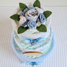 Load image into Gallery viewer, 3 Tier Silver Welcome Baby Nappy Cake