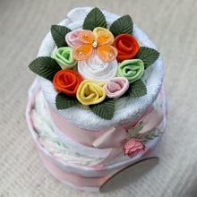Load image into Gallery viewer, 2 Tier Silver Welcome Baby Nappy Cake
