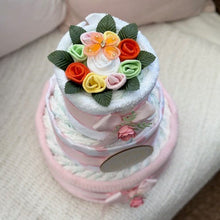 Load image into Gallery viewer, 3 Tier Silver Welcome Baby Nappy Cake