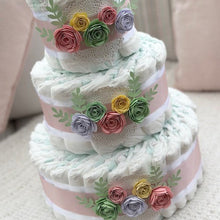 Load image into Gallery viewer, 3 Tier Bronze Spring Time Nappy Cake