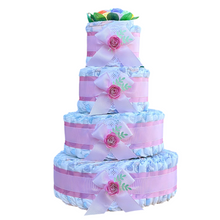Load image into Gallery viewer, 4 Tier Bronze Spring Time Nappy Cake