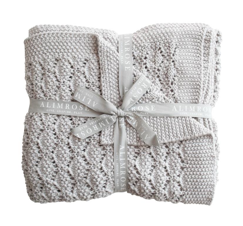 Alimrose Organic Cotton Knitted Baby Blanket - Cloud