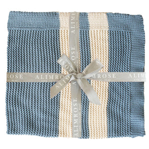 Alimrose Cotton Knitted Baby Blanket - Blue