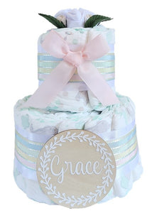 2 Tier Bronze Welcome Baby Nappy Cake