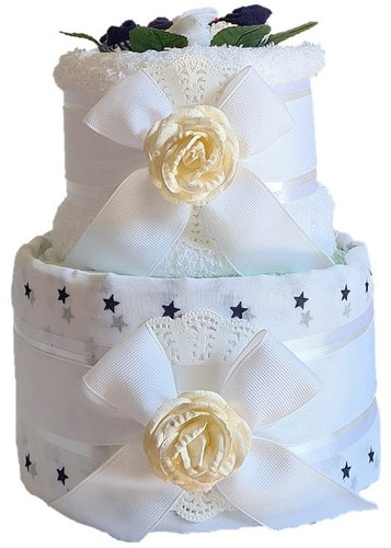 2 Tier In The Navy Nappy Cake