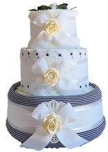 Load image into Gallery viewer, 3 Tier Baby Stripes Nappy Cake
