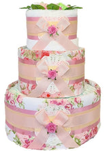 Load image into Gallery viewer, 3 Tier Vintage Peony Nappy Cake
