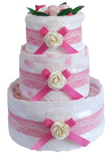 Load image into Gallery viewer, 3 Tier Silver Vintage Nappy Cake