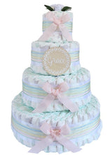 Load image into Gallery viewer, 4 Tier Bronze Welcome Baby Nappy Cake