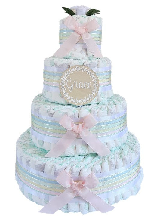 4 Tier Bronze Welcome Baby Nappy Cake