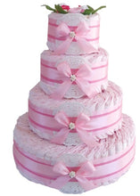 Load image into Gallery viewer, 4 Tier Bronze Spring Time Nappy Cake