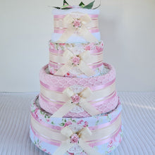 Load image into Gallery viewer, 4 Tier Vintage Peony Nappy Cake