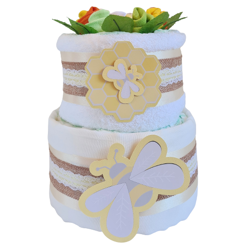 2 Tier Silver What Will It Bee Nappy Cake