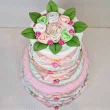 Load image into Gallery viewer, 4 Tier Vintage Peony Nappy Cake